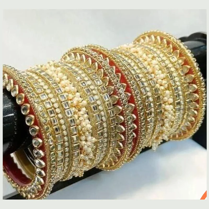 Handmade Gold Bangles for Brides-Manisha Jewellery Gold Plated Bangles Set