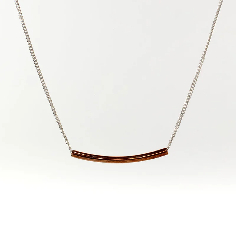 Sterling Silver Necklace with Pendant-Rose Gold Vermeil Curved Kebaikan Necklace