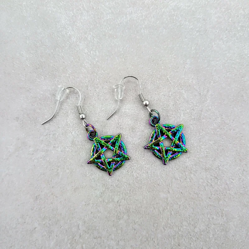 Custom Earrings for Fashion Forward Look-Rainbow Pentacle Earrings