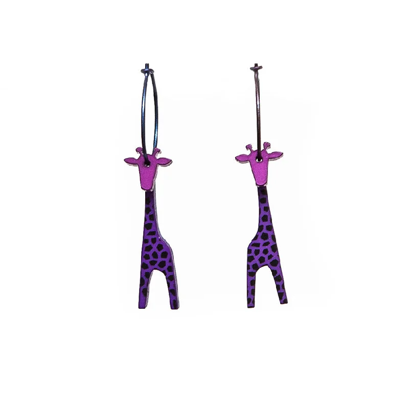 Sparkly Earrings for Bridesmaids-Lene Lundberg K-Form Purple Giraffe Earrings