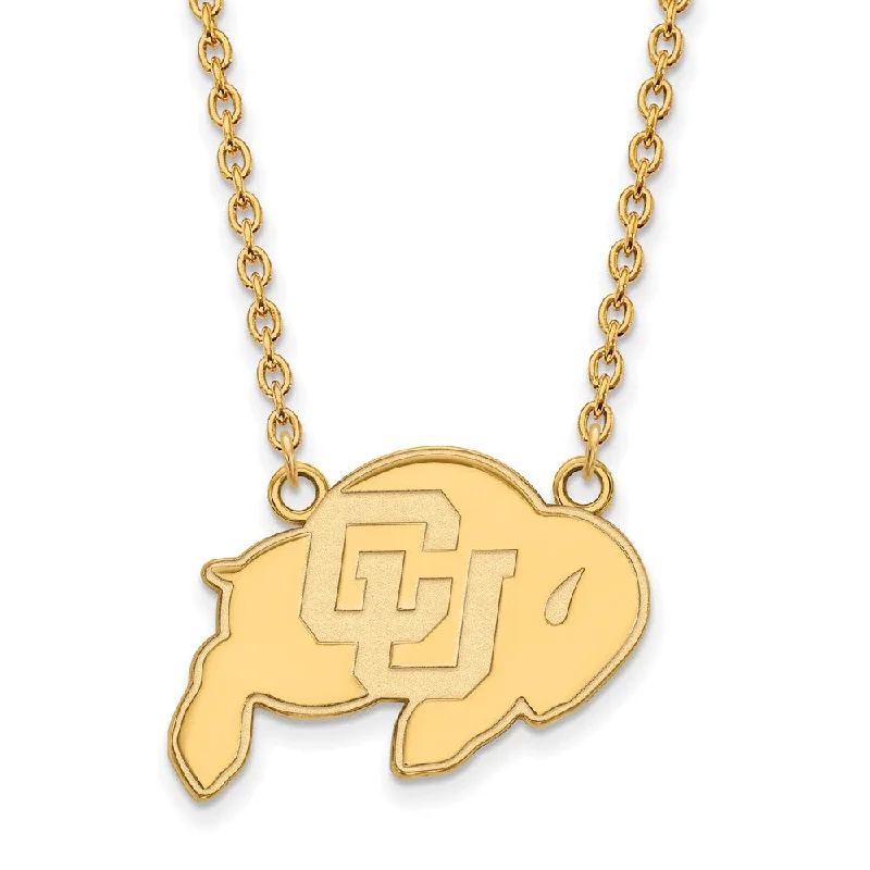 Elegant Chain Necklace for Weddings-14k Gold Plated Silver U of Colorado Lg Buffalo Pendant Necklace