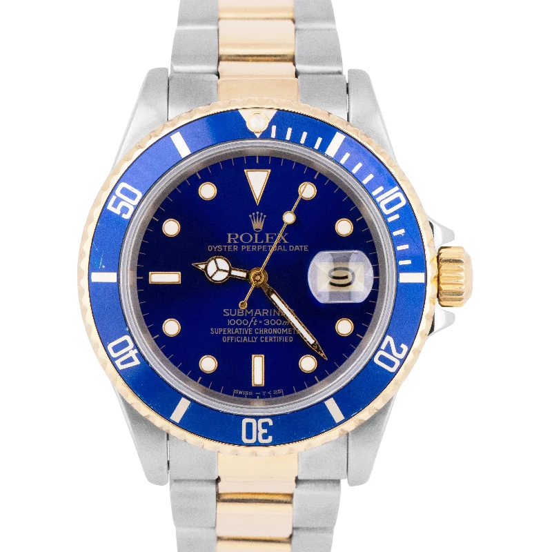 Watch Sets for Men and Women-Rolex Submariner Date 40mm Blue Two-Tone 18K Yellow Gold Steel 16613 Watch BOX