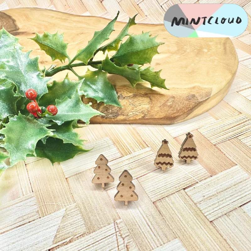 Simple Silver Earrings for Casual Style-Mintcloud Christmas Earrings - Cherrywood Christmas Trees