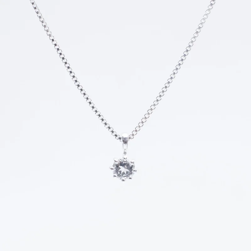 Gemstone Necklace for Evening Wear-Silver Round Claw Set White Topaz Necklace