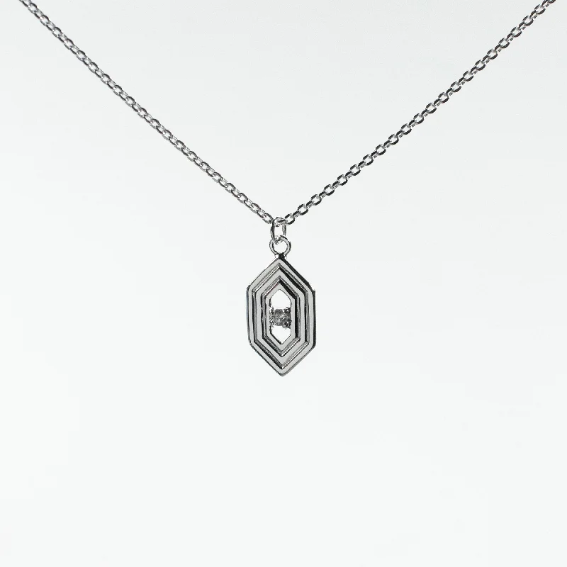 Elegant Necklace for Formal Wear-Silver Hexagon Shaped Necklace