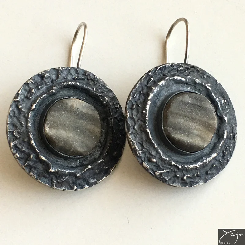 Bold Earrings for Fashionistas-Silver & Chalcedony Earrings No.2