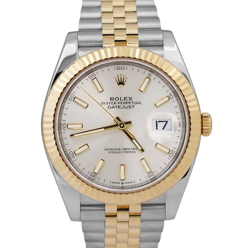 Trendy Watches for Young Men and Women-MINT NEW CARD Rolex DateJust 41 SILVER 18K Gold Steel 41mm JUBILEE 126333 BOX