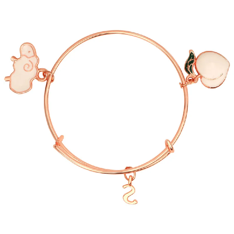 Handmade Bangles for Special Events-Mahi S Letter & Ship Shaped Charm Bracelet with Rose Gold Plated for Kids (BRK1100839Z)