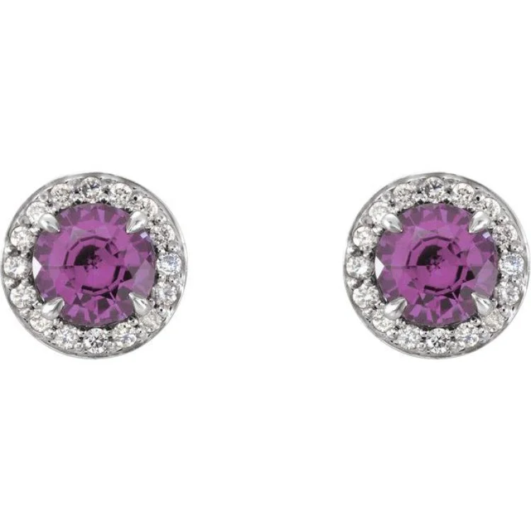 Chic Earrings for Evening Look-14K White 4 mm Natural Amethyst & 1/10 CTW Natural Diamond Earrings