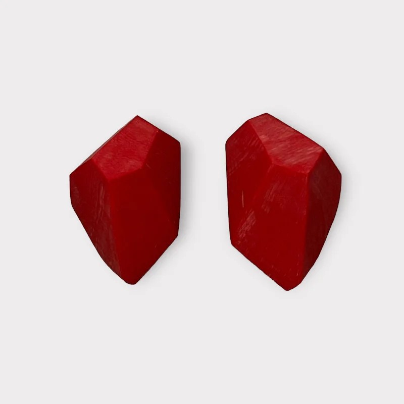 Beautiful Earrings for Evening Parties-Brutalist Red Porte Bleue Earrings