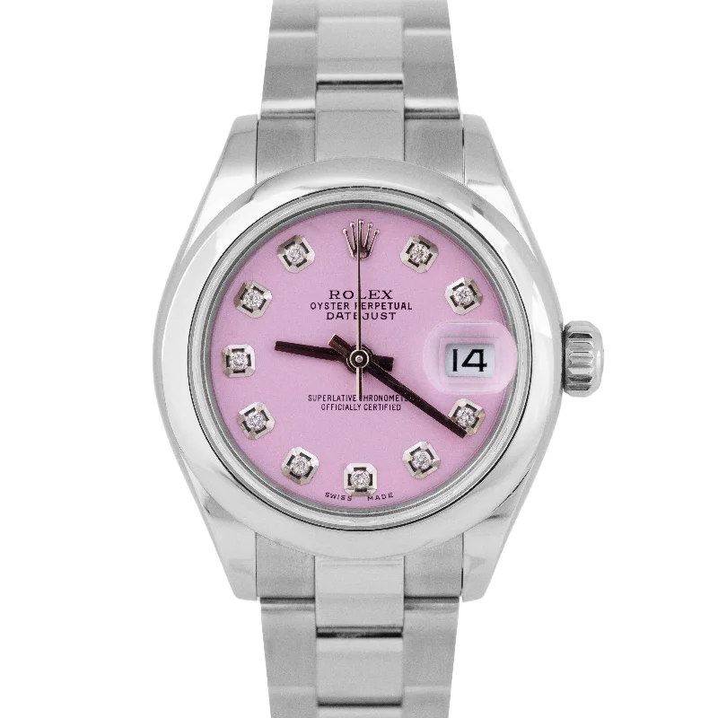 Diamond Watches for Elegant Look-MINT 2023 Ladies Rolex Oyster Perpetual 28mm Pink DIAMOND Stainless Watch 279160