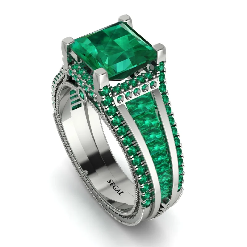 Classic Diamond Ring for Engagement-Princess Geometric Emerald Engagement Ring - Marilyn No. 21