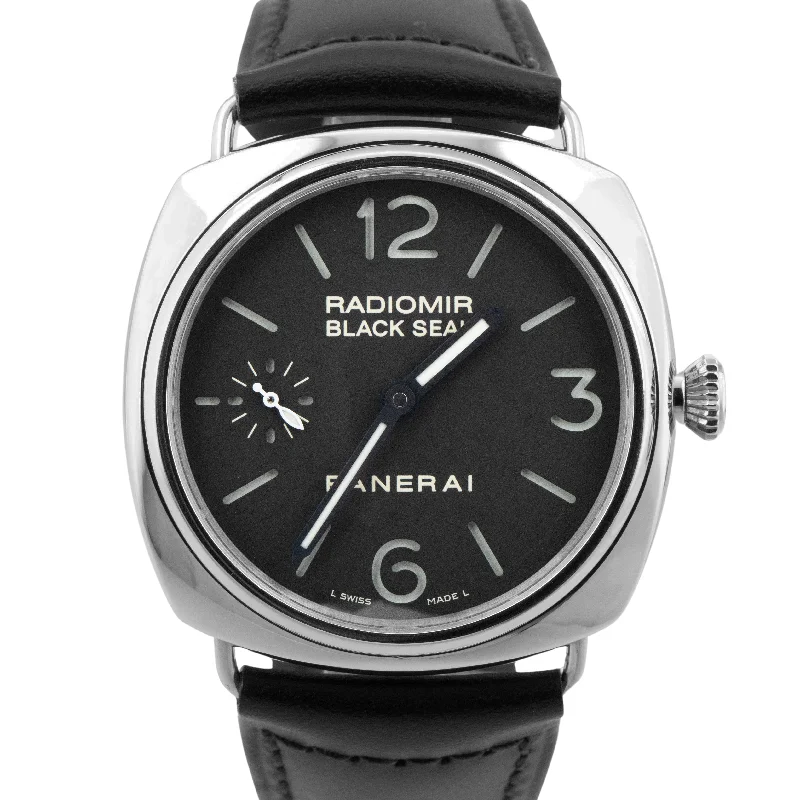 Women's Luxury Watches with Rose Gold Accents-Panerai Radiomir Black Seal PAM183 Stainless Steel Manual 45mm PAM00183 Watch