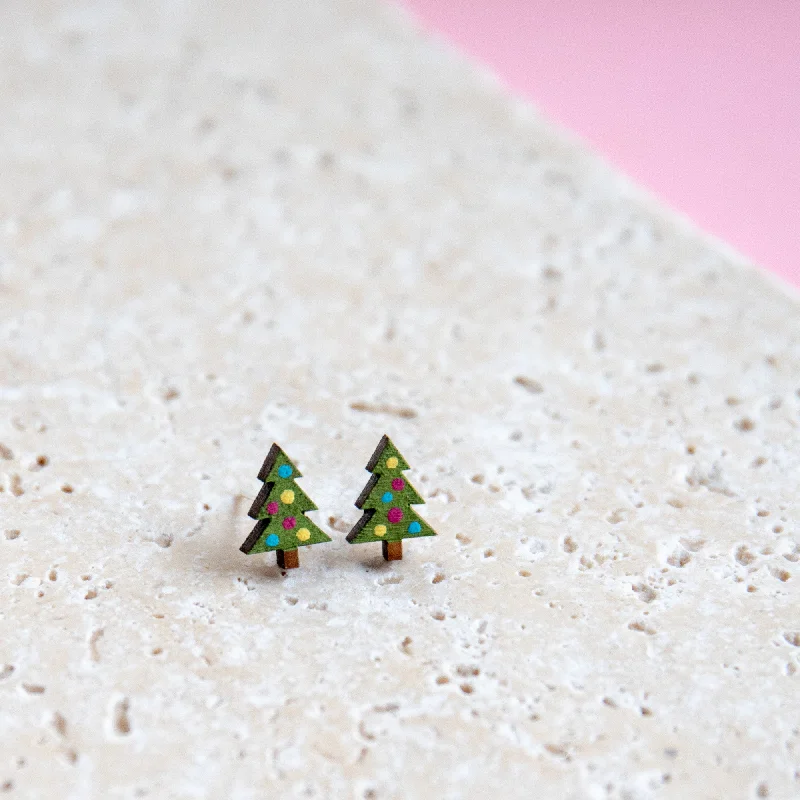 Colorful Crystal Earrings-Little Christmas Tree Earrings