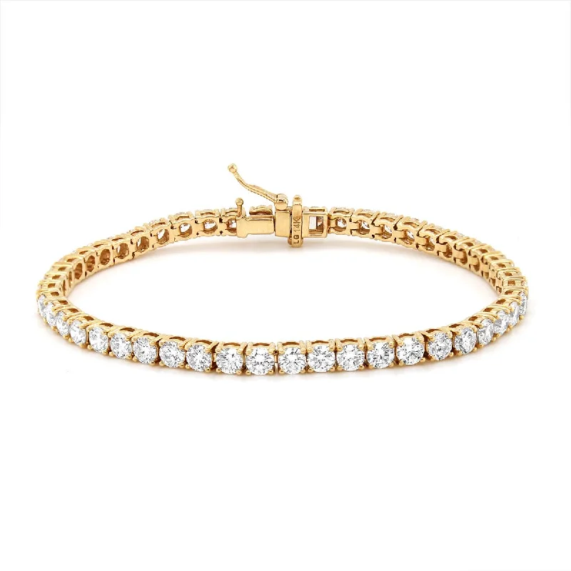 Custom Name Bracelet for Special Gifts-YELLOW GOLD TENNIS BRACELET WITH LAB GROWN DIAMONDS, 7.00 CT TW