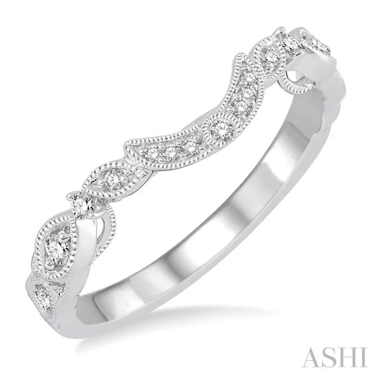 Elegant Wedding Band for Women-1/6 Ctw Round Cut Diamond Wedding Band in 14K White Gold