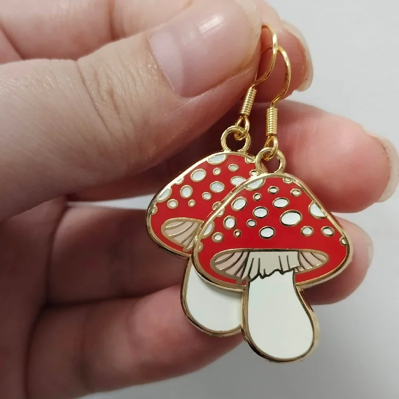 Fashionable Stud Earrings for Women-Mushroom Enamel Earrings