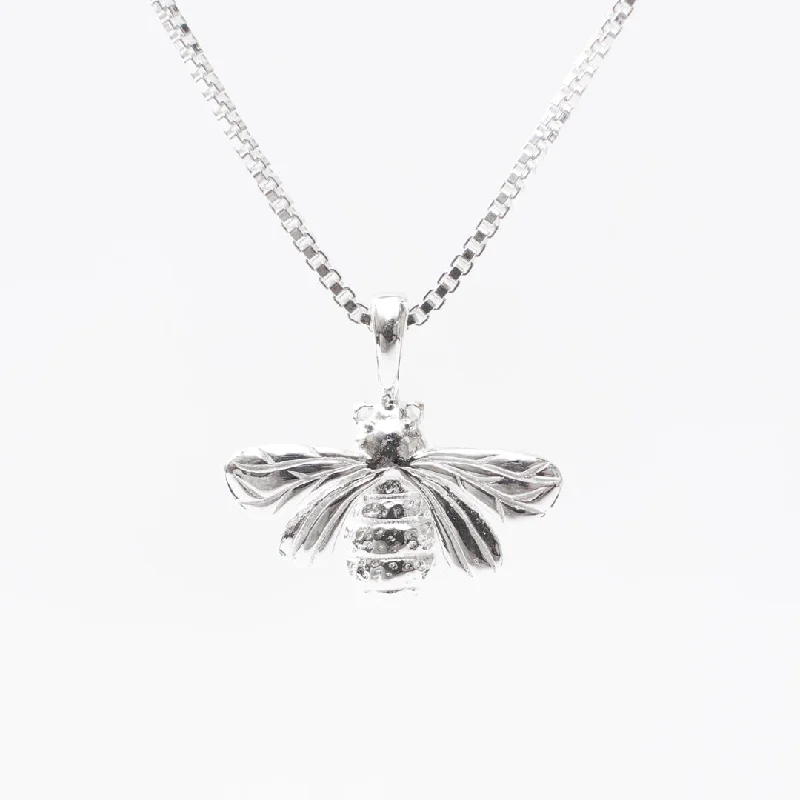 Statement Necklace for Women-Silver Cutout Bee Necklace