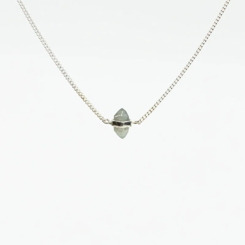 Classic Choker Necklace for Women-Large Silver Labradorite Wrap Necklace