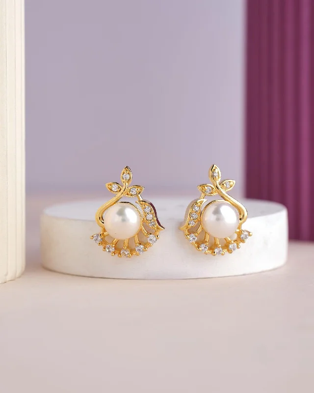 Timeless Gold Earrings for Women-Simple Stud Pearl Earring