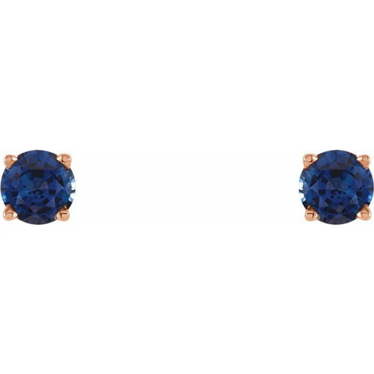 Stylish Drop Earrings for Casual Wear-14K Rose 4 mm Lab-Grown Blue Sapphire Stud Earrings