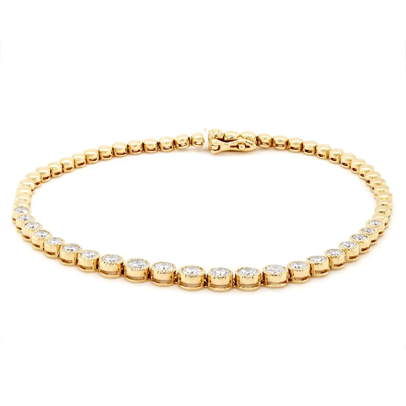 Trendy Charm Bracelets for Young Women-YELLOW GOLD TENNIS BRACELET WITH 21 DIAMONDS, 1.68 CT TW