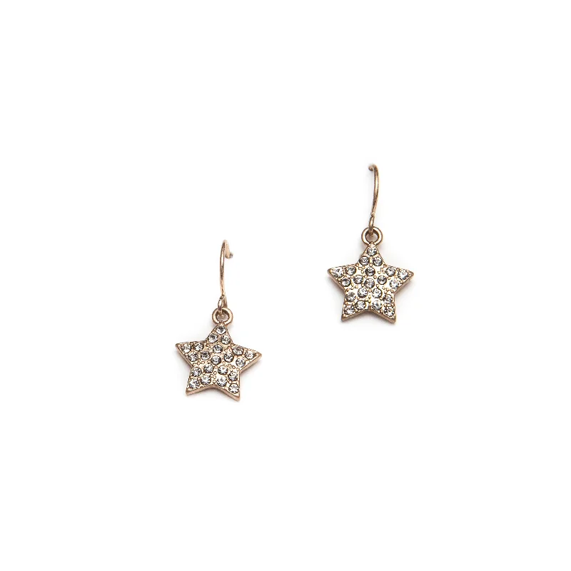 Custom Earrings for Fashion Forward Look-Pom Gold Star Earrings with Clear Crystals