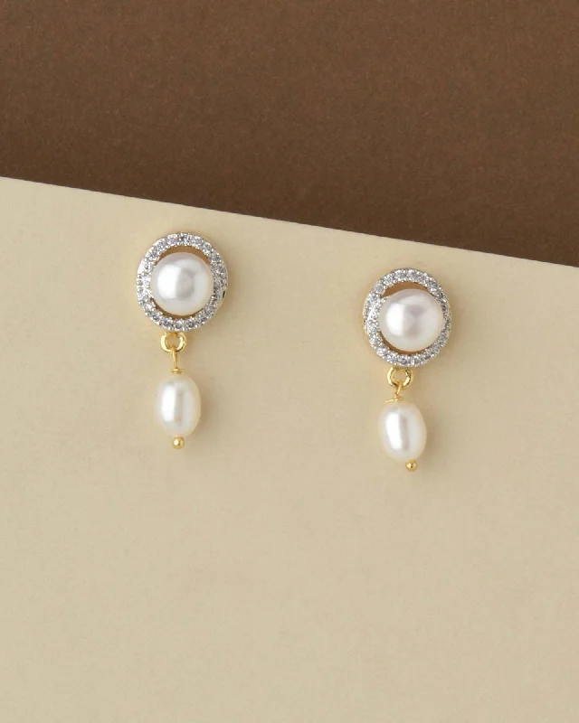 Rainbow Earrings for Festivals-Trendy Pearl Hang Earring