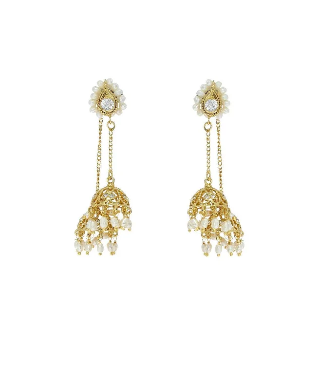 Beautiful Diamond Earrings for Women-Traditional Pearl Hanging Earrings