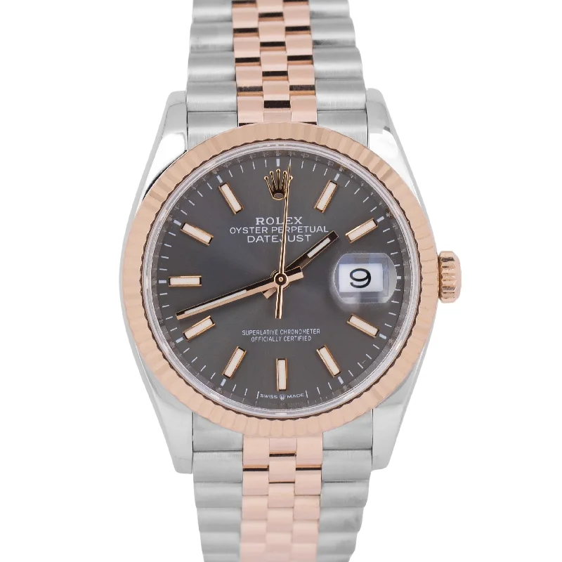 Elegant Watches for Formal Events-MINT Rolex DateJust 36 RHODIUM 18k Rose Gold Steel JUBILEE 36mm 126231 Watch