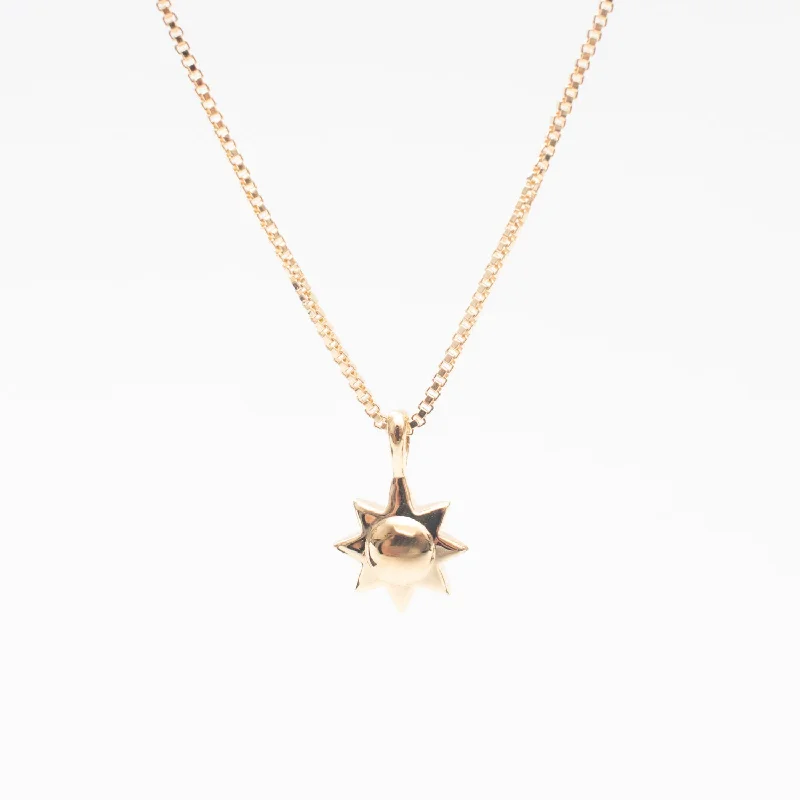 Classic Necklace for Women-Gold Vermeil Little Sun Necklace