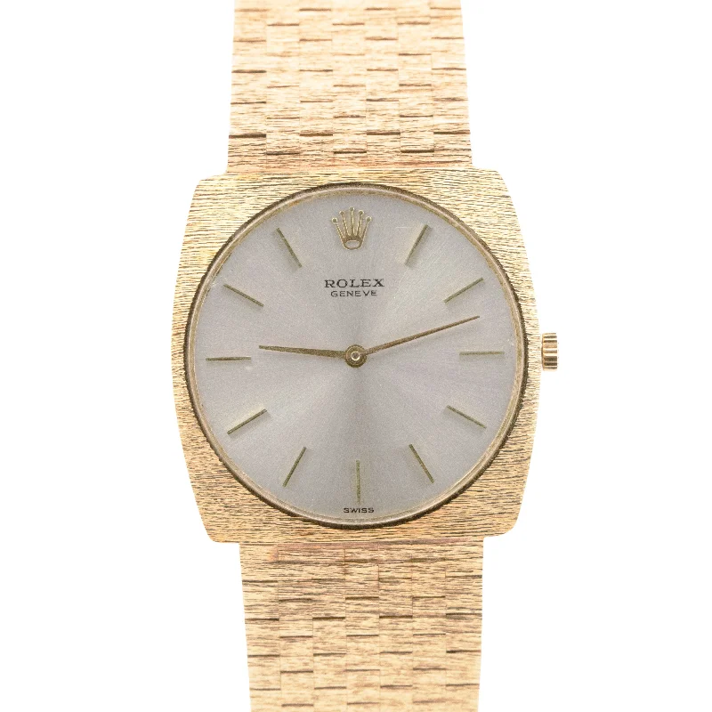 Smart Watches for Women with Notifications-MINT Rolex Cellini 14K Yellow Gold 29mm Silver Bark Finish Manual Wind 604 BOX