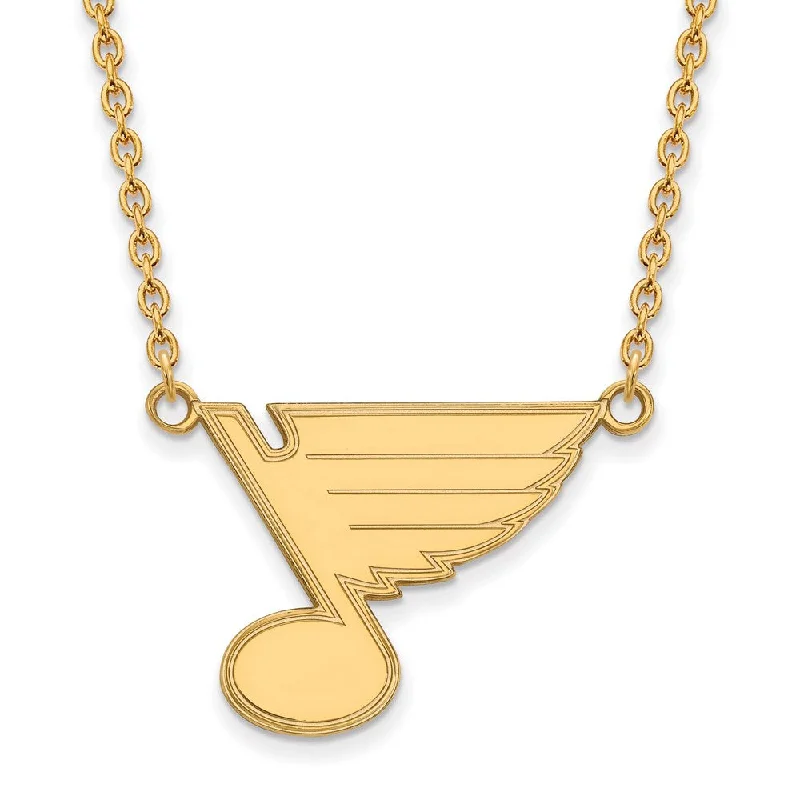 Statement Necklace for Women-SS 14k Yellow Gold Plated NHL St. Louis Blues Large Necklace, 18 Inch