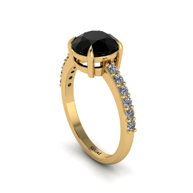 Classic Rose Gold Engagement Ring-Traditional Black Diamond Engagement Ring - Elaine No. 7