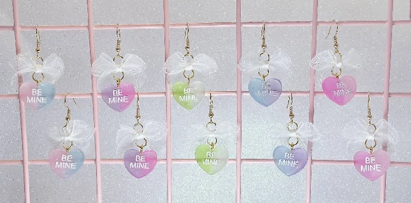 Gold Plated Drop Earrings-Two Tone Candy Heart Earrings (5 Colors)