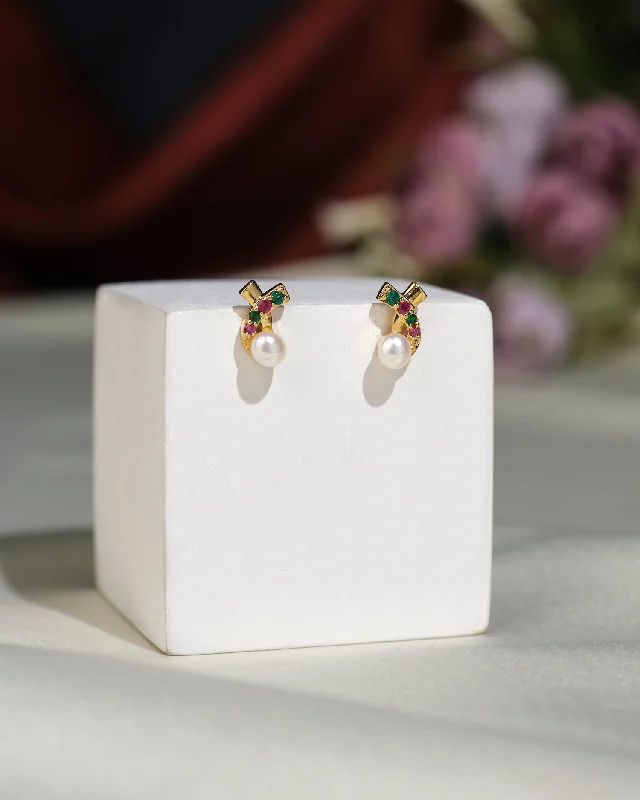 Gold Plated Drop Earrings-Pretty Stud Earrings