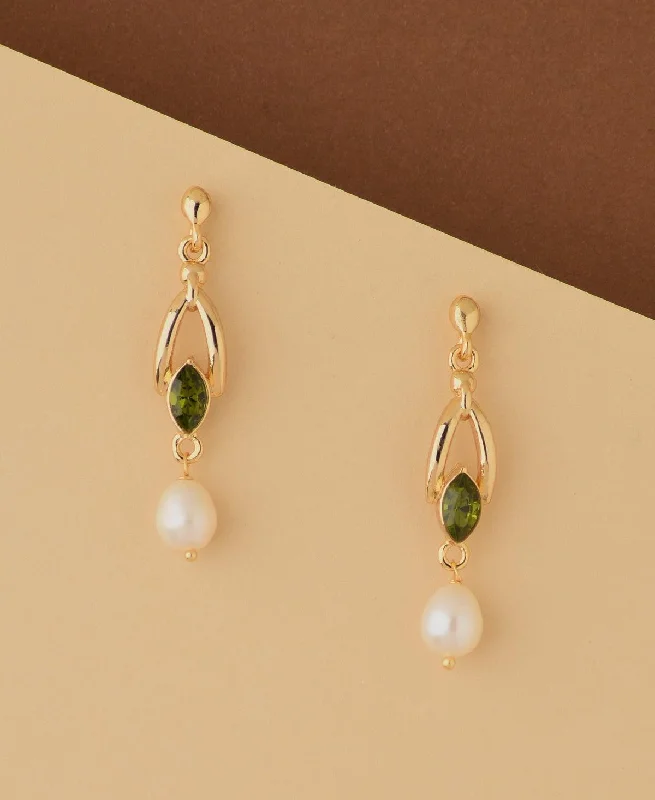 Ethnic Drop Earrings for Festivals-Simple Hang Pearl Earring