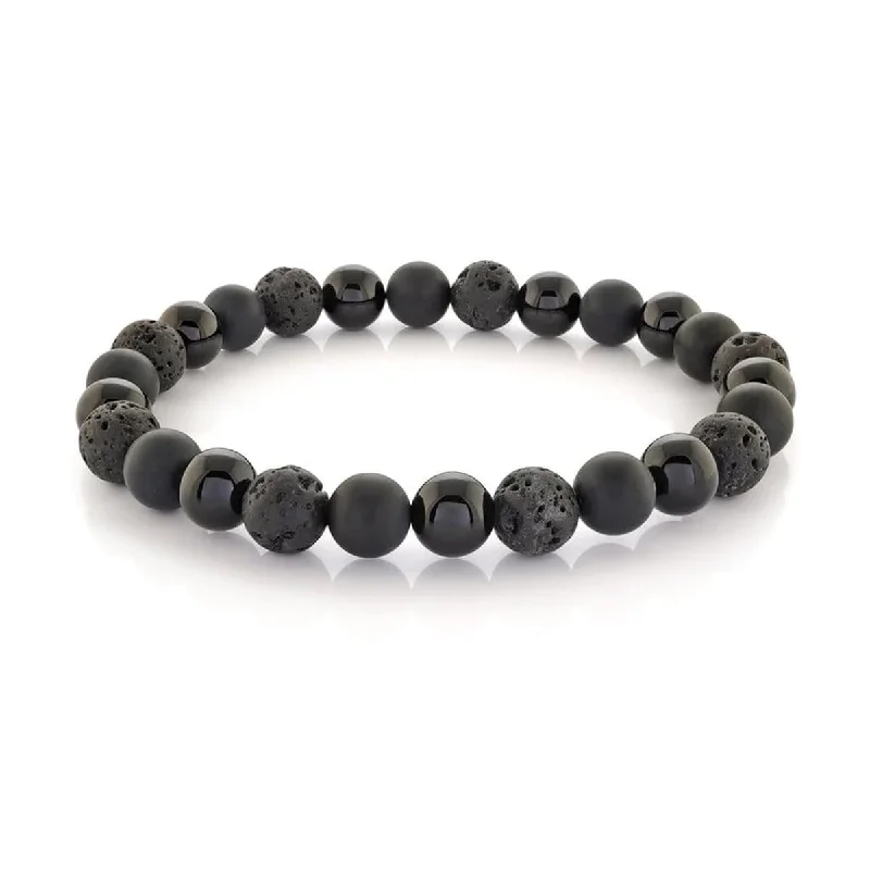 Diamond Bracelets for Weddings-MENS FASHION BRACELET WITH BLACK ONYX BEADS