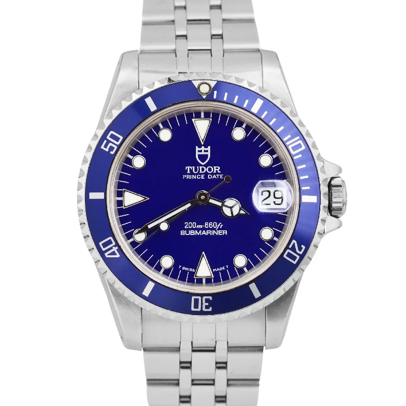 High-Tech Watches for Tech Enthusiasts-Tudor Submariner 75190 Prince Date BLUE Steel 36mm JUBILEE Automatic Watch