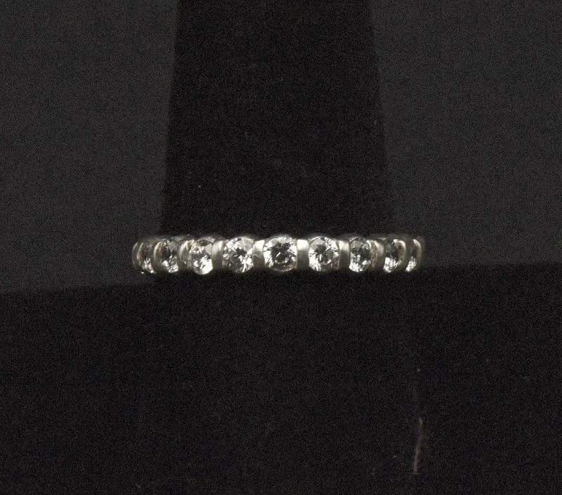 Solitaire Engagement Ring for Women-Diamonique - Vintage Sterling Silver Cubic Zirconia Infinity Band - Size 9