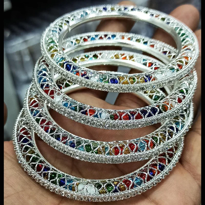 Unique Silver Bangles for Gift Ideas-Manisha Jewellery Multi Color Bangles Set