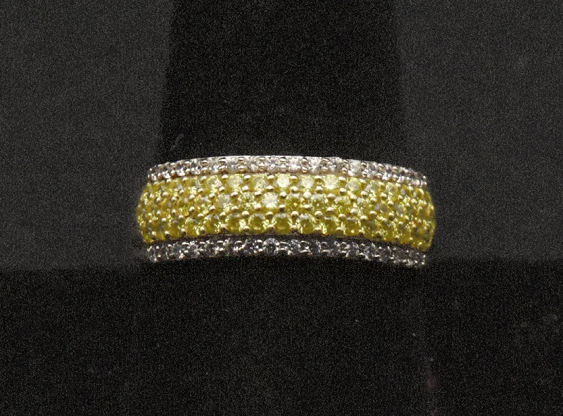 Modern Wedding Ring Set for Women-Vintage Gold Tone Sterling Silver Yellow Cubic Zirconia Ring - Size 9.25