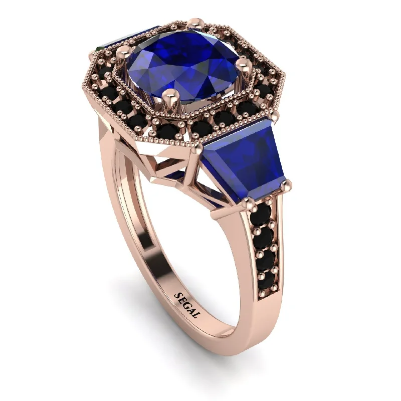 Luxury Wedding Ring for Women-Modern Halo Princess Cut Sapphire Stone Engagement Ring - Doris No. 44