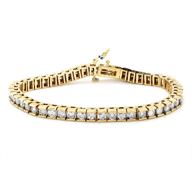 Stylish Silver Cuff Bracelet for Women-YELLOW GOLD DIAMONDS TENNIS BRACELET, 5.00 CT TW