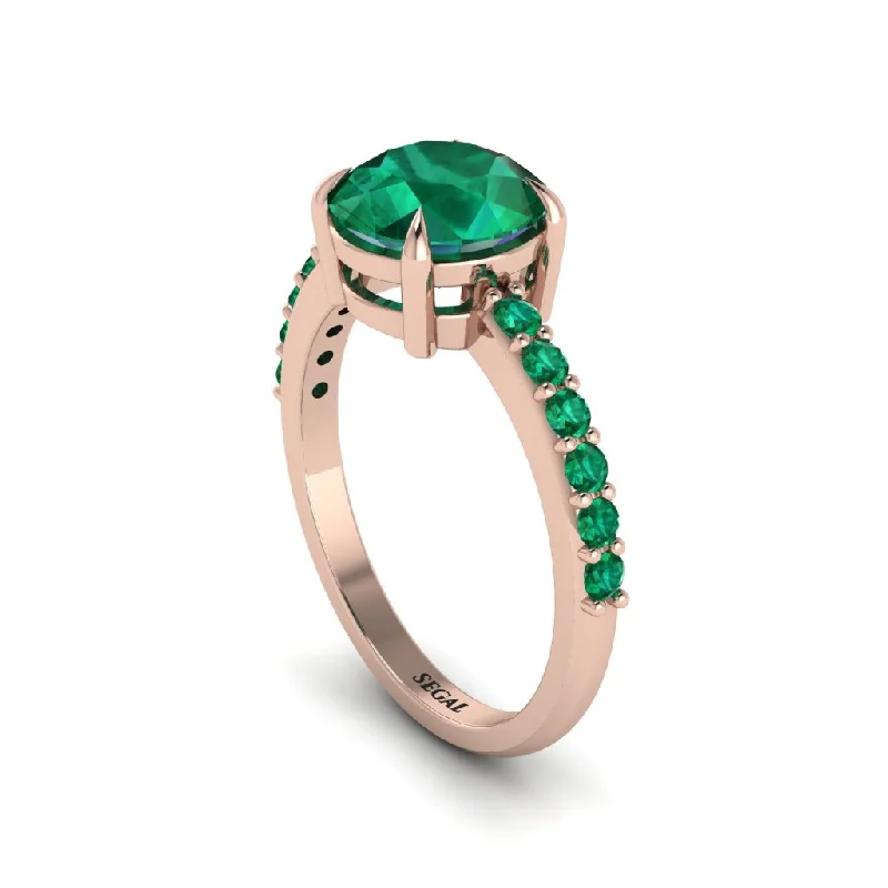 Classic Diamond Ring for Engagement-Traditional Emerald Engagement Ring - Elaine No. 20