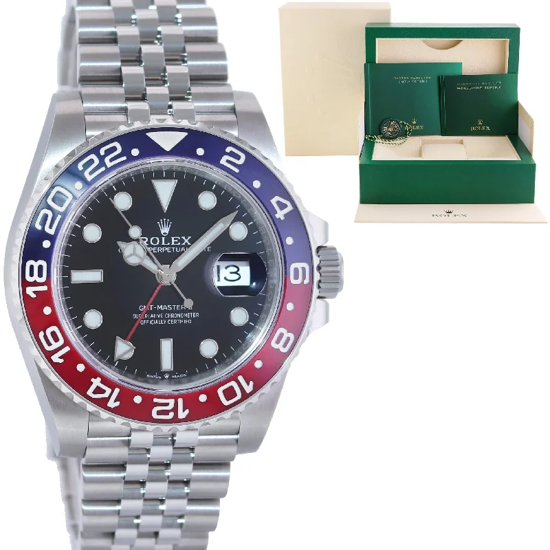 Gold Watches for Men-2023 MINT Rolex GMT Master PEPSI Red Blue Jubilee Ceramic 126710 Watch Box