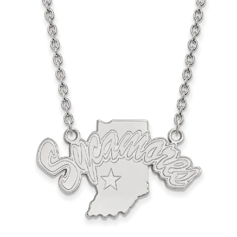 Silver Beaded Necklace for Fashion-10k White Gold Indiana State Lg Logo Pendant Necklace