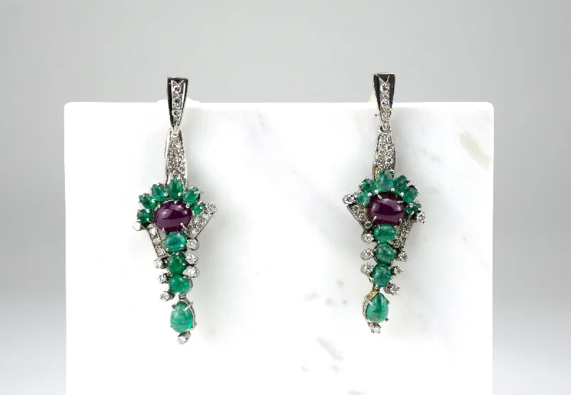 Customizable Gold Earrings-Diamond Emerald Ruby Platinum Earrings