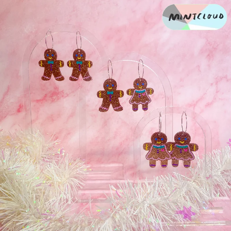 Gorgeous Earrings for Party Nights-Mintcloud Christmas Earrings - Gingerbread People Painted