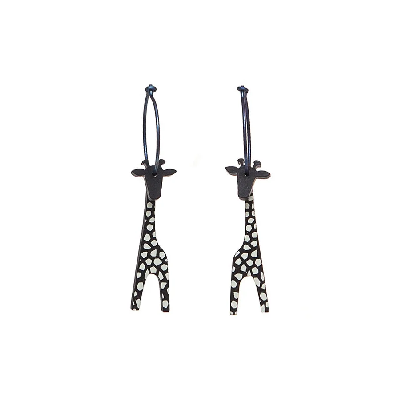 Silver Earrings for Elegant Looks-Lene Lundberg K Form Black Spotty Giraffe Earrings